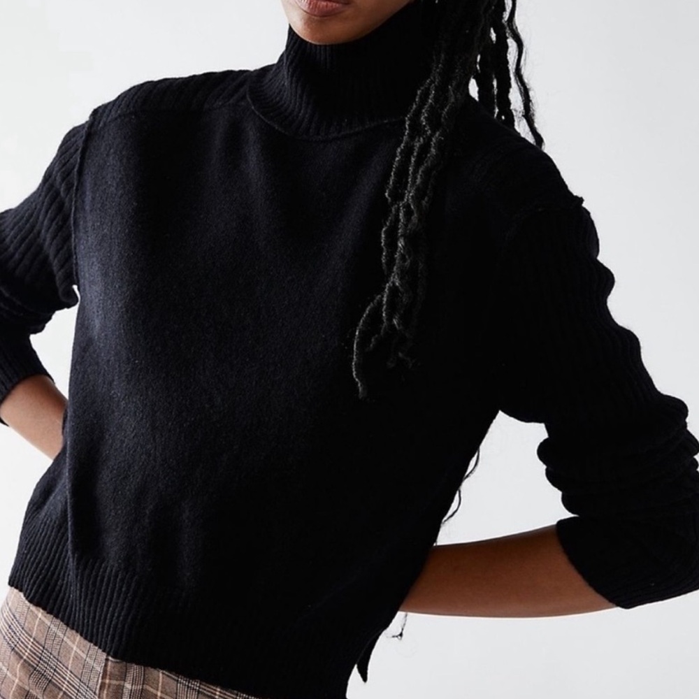 Free people 100% Cashmere Black Turtleneck Sweater women size XS NWOT